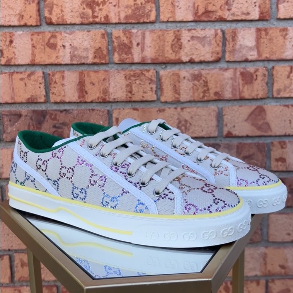 Gucci Tennis 1977 Crystal Embellished Low Top Sneakers